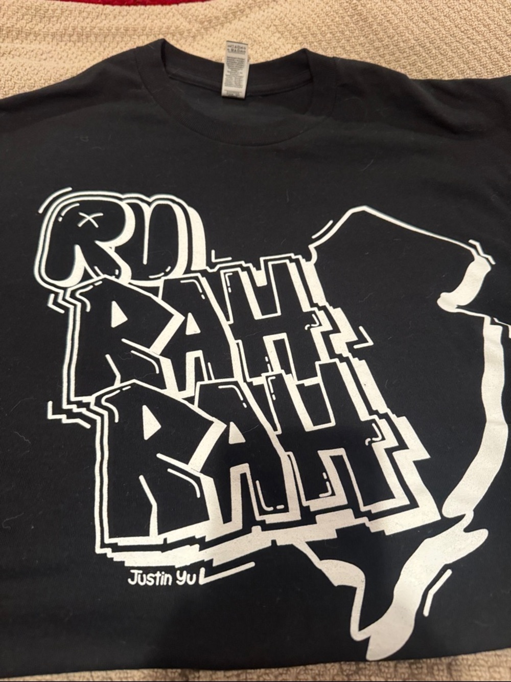 Justin Boots Black T-Shirt with White Graphic Text